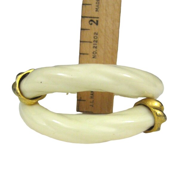 Gold Tome End Cap Lucite Twist Wrap Bracelet Vintage Statement Bangle - Picture 4 of 10